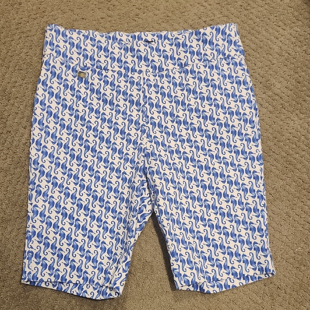 NEW Premise Petite SEAHORSE Pattern Flat Front Shorts PL NEW